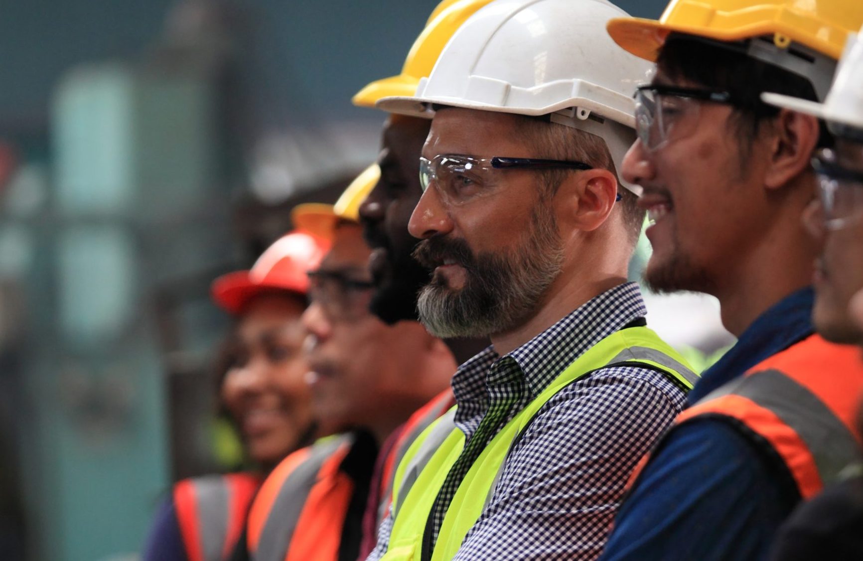 engineer team  full skill quality for maintenance and training  in industry factory worker , warehouse Workshop for factory operators, mechanical engineering team production.